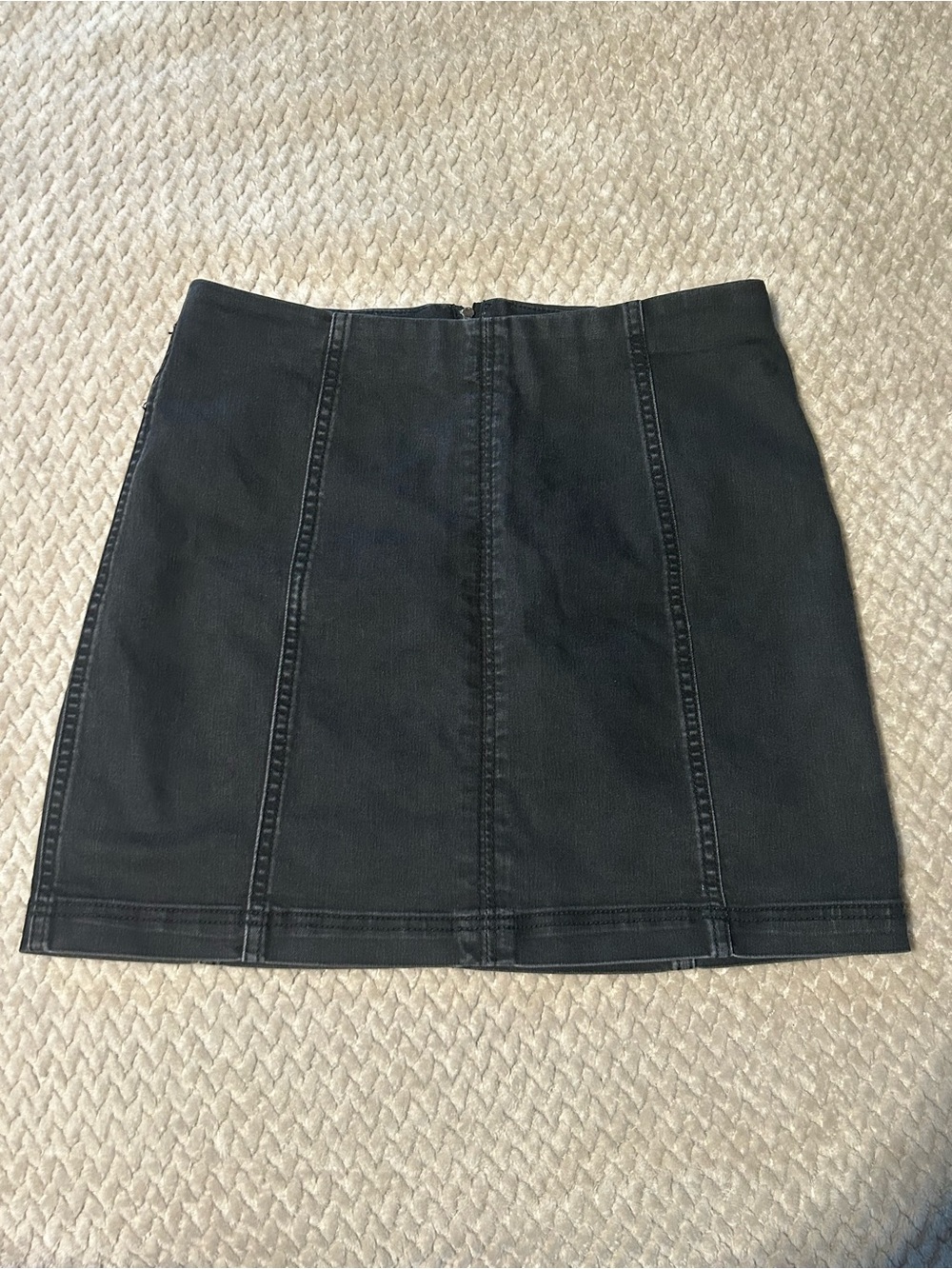 Free People Black Paneled Denim Mini Skirt